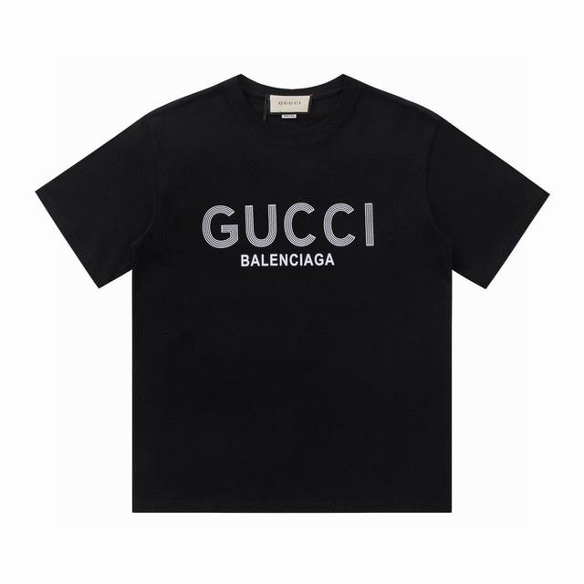 特价 剩余尺码 XS S Gucci 古驰联名巴黎印花logo短袖t恤 logo标识精致升级，灵感源自八十年代复古原版面料 官方同款短袖t恤 定制260克同缸染