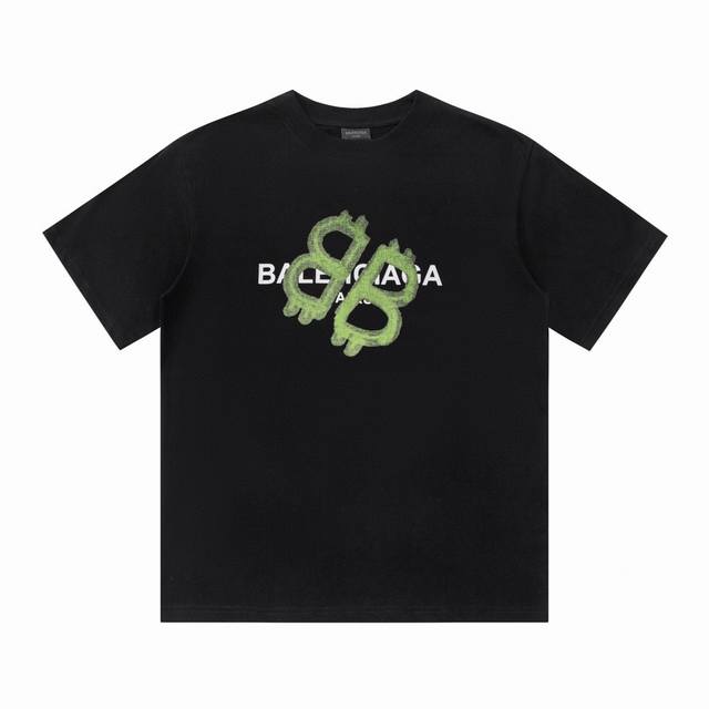 特价 剩余尺码 XS Balenciaga 巴黎世家24ss印花短袖T恤 颜色：黑色 白色 尺码：XS S M L 新面料 新版型 独家定织定染高克重260克面