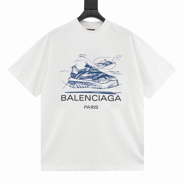 特价 齐码 Balenciaga巴黎世家BLCG 24SS经典鞋子logo印花短袖T恤 BLCG巴黎 圆领短袖T恤新款发售！宽松版型高密度针织 面料260克双纱