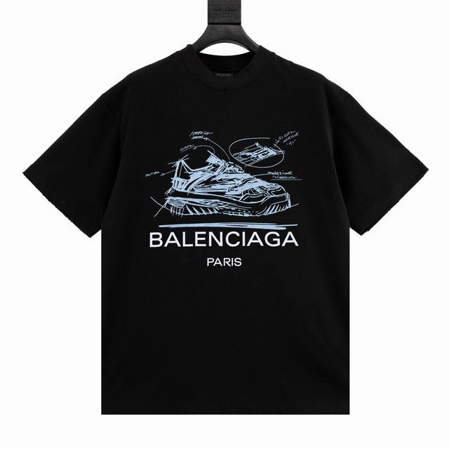 特价 剩余尺码 S L Balenciaga巴黎世家BLCG 24SS经典鞋子logo印花短袖T恤 BLCG巴黎 圆领短袖T恤新款发售！宽松版型高密度针织 面料