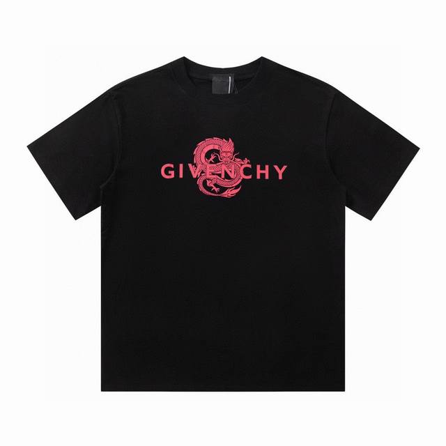 特价 剩余尺码 XS S M Givenchy 纪梵希高品质24ss新春红色龙年印花喜庆纯棉短袖 t恤 喜庆款男士女大码情侣宽松 专柜最NEW首发官网同步，专柜