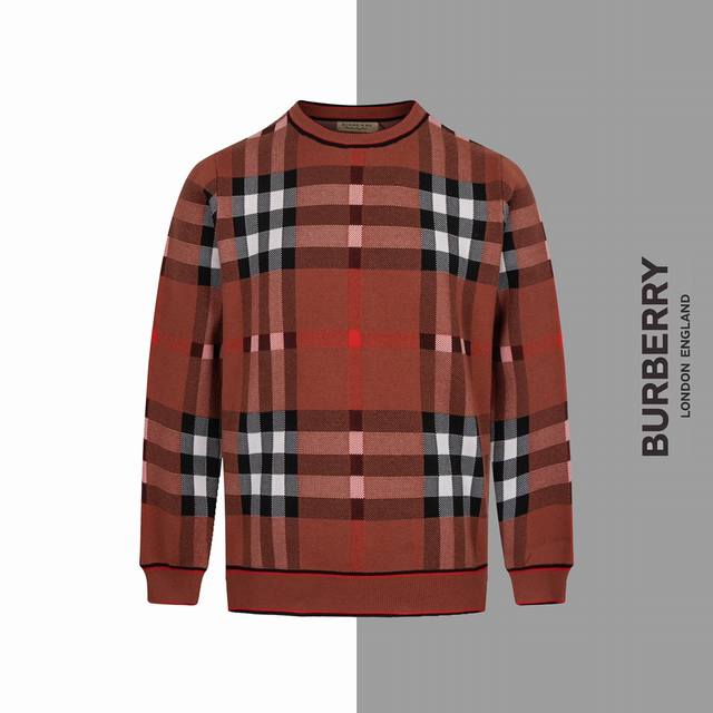 款号 G83 巴宝莉拼接格针织圆领毛衣 BURBERRY 官网一致款式 面料:加厚750克仿羊绒精品毛织面料 工艺：前片进口机器拼接经典格工艺 配套：三标齐全