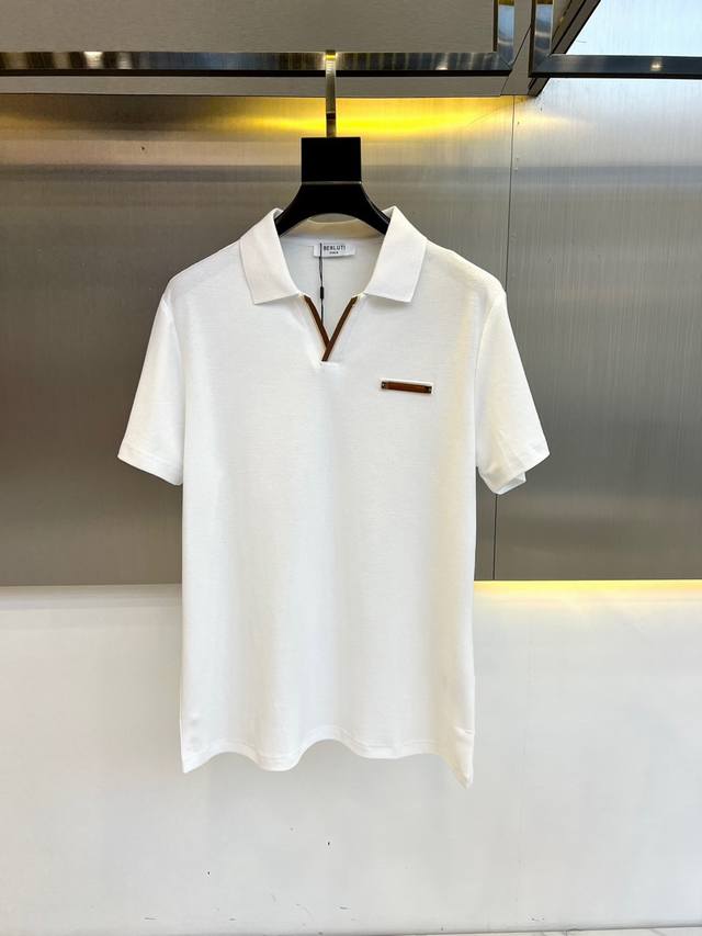 berluti 伯尔鲁帝 、24s新款男士短袖V领翻领Polo衫！最新蜂窝网孔设计，pima网眼珠地面料！pima棉的棉纤维比一般棉花长35%，韧度比一般棉花强 - 点击图像关闭