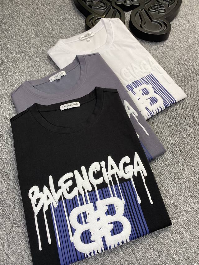 Balenciaga巴黎世家 2024ss春夏高品质丝光棉短袖T恤 M-6XL可穿至230斤 顶级原单品质，当下最新工艺要求，顶级订单要求车线做工，超级好搭配，