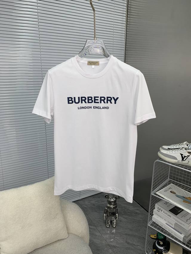 Burberry巴宝莉 2024ss春夏高品质丝光棉短袖T恤 M-6XL可穿至230斤 顶级原单品质，当下最新工艺要求，顶级订单要求车线做工，超级好搭配，顶级定