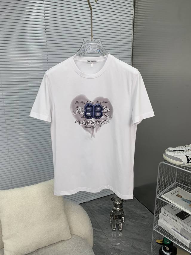 Balenciaga巴黎世家 2024ss春夏高品质丝光棉短袖T恤 M-6XL可穿至230斤 顶级原单品质，当下最新工艺要求，顶级订单要求车线做工，超级好搭配，