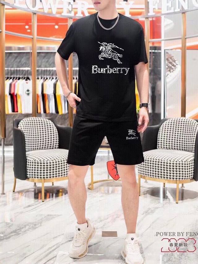 BURBERRY 巴宝莉 胖子福音 2024官网同款.世界知名奢侈品牌.夏季男士 双丝光 高品质货套装 采用进口原单面料 ，当季时尚潮流款，百搭爆款。简洁大方，