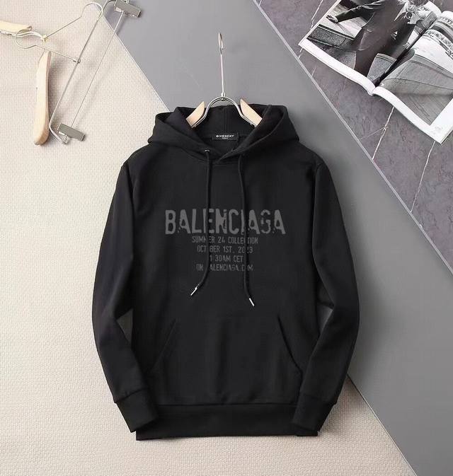 品牌 BALENCIAGA 巴黎世家 胖子福音 2024ss秋款最新款长袖带帽卫衣，官网同步发售 清爽透气 采用顶极天丝罗马 舒适柔软 3D立体清晰 时尚感超好