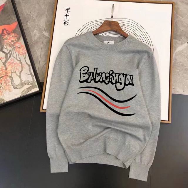 BALENCIAGA 巴黎世家 秋冬经典圆领套头羊毛衫，全品相！！！羊毛混纺面料，2024最新款 黄金比例！！修身款软黄金 百搭实用型的单品，搭配及实用性强大到