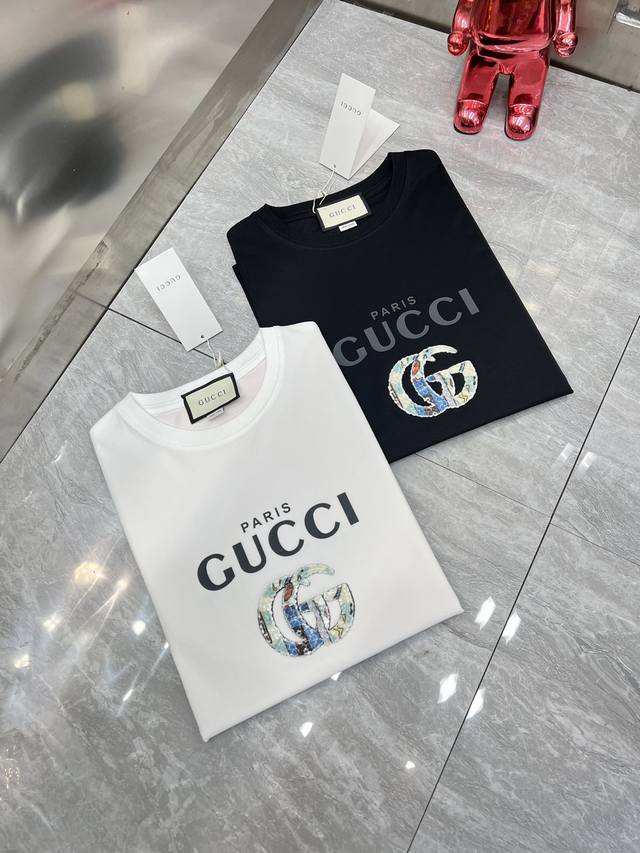 Gucci 古奇 2024年春夏新品上新 三标齐全 圆领短袖T恤 好货不用过多介绍 看细节 专柜码数：M-XXXL 175 140建议L