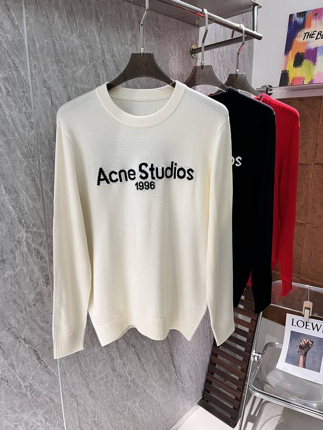 Acne studios 2024秋季笑脸家毛衣 单穿打底都能驾驭，这种素板毛衣用料就比较讲究，我们也不会用差的，按照原版纱线的成分品种纱支粗细去还原，26支百 - 点击图像关闭