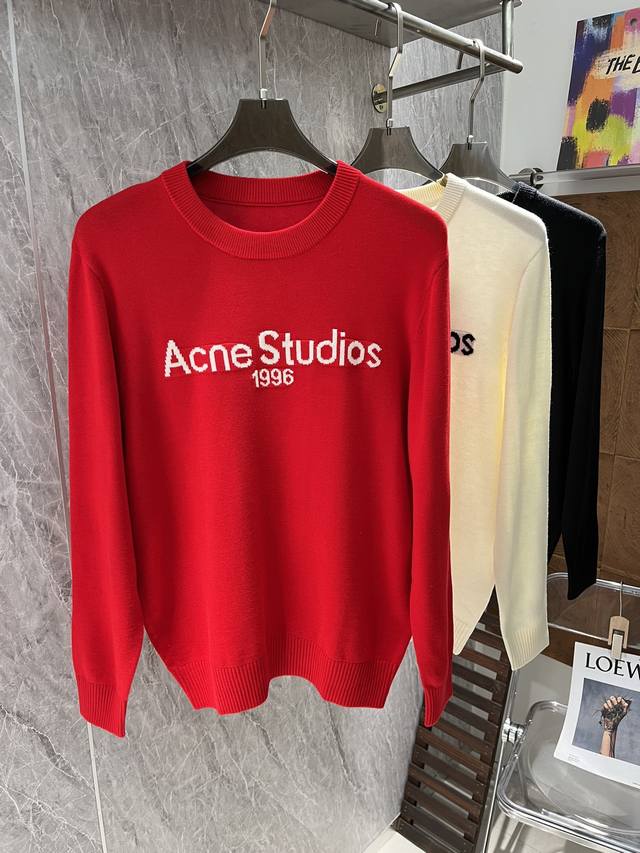 Acne studios 2024秋季笑脸家毛衣 单穿打底都能驾驭，这种素板毛衣用料就比较讲究，我们也不会用差的，按照原版纱线的成分品种纱支粗细去还原，26支百