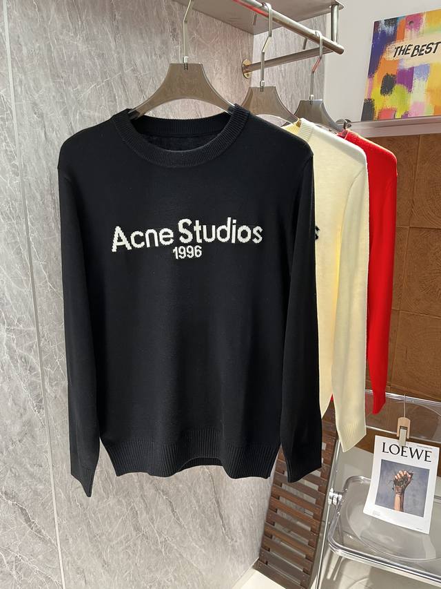 Acne studios 2024秋季笑脸家毛衣 单穿打底都能驾驭，这种素板毛衣用料就比较讲究，我们也不会用差的，按照原版纱线的成分品种纱支粗细去还原，26支百