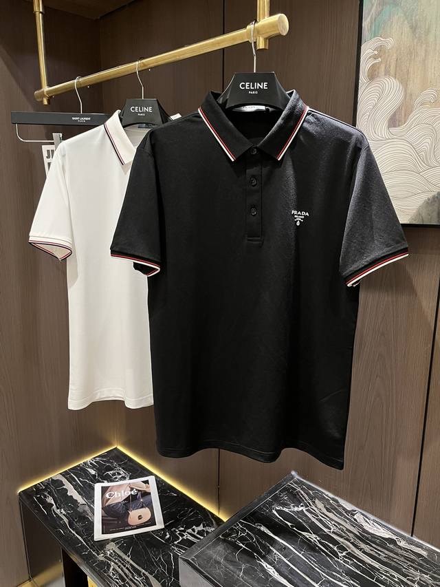 推送推送！！！PRAD24S夏季男士POLO，最美的搭配 胸前LOGO非常打眼！！客供丝光珠地面料 亲肤舒适 透气凉爽 就意味着百搭！！！！码数M-4XL