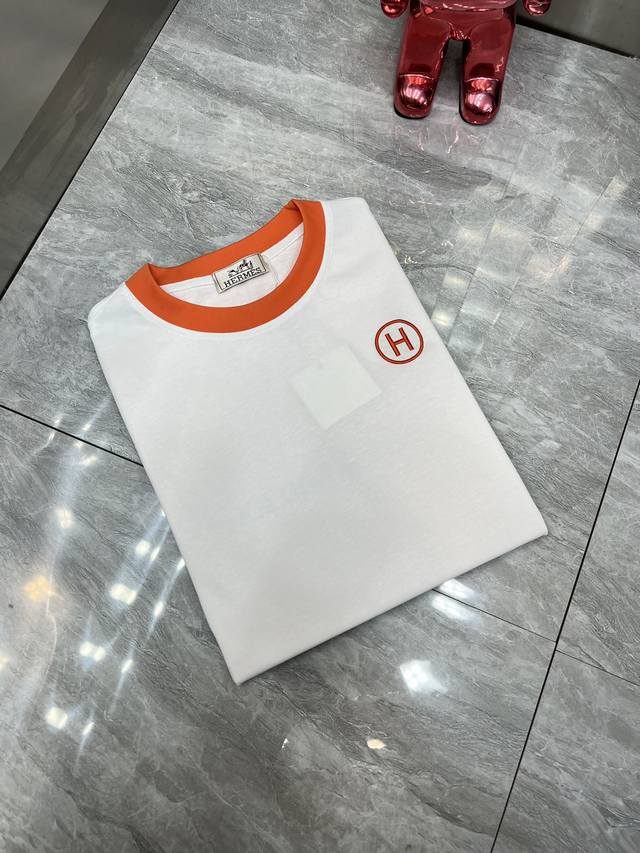 Hermes 爱马仕 2024春夏新品 三标齐全 圆领短袖T恤 好货不用过多介绍 看细节 专柜码数：M-XXXL 175 140建议L