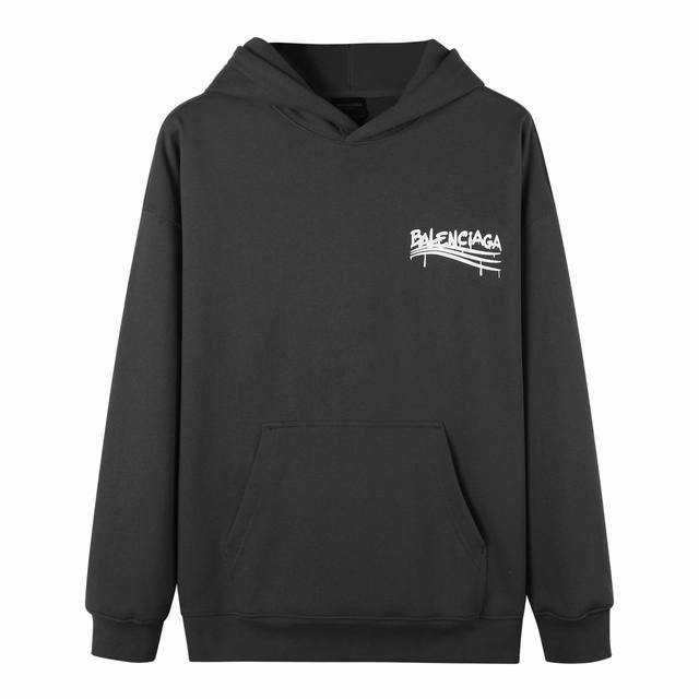 BALENCIAGA 欧洲站2024巴黎走秀套头连帽卫衣 430克轻磨毛底毛圈 S.M.L.XL - 点击图像关闭