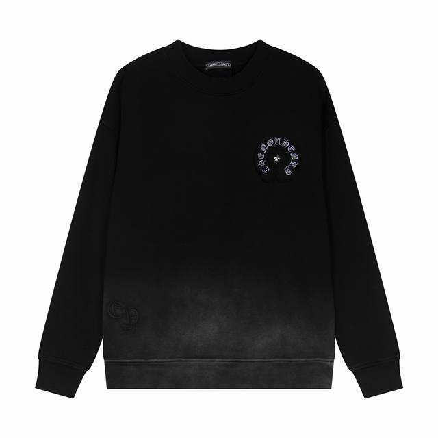 高品质 Chrome Hearts 克罗心 最新基础圆领卫衣，纯棉柔软卫衣面料，喷马溜 重工贴布绣洗水 潮流感十足定染纯棉面料，OS版型，颜色:水洗黑 水洗红