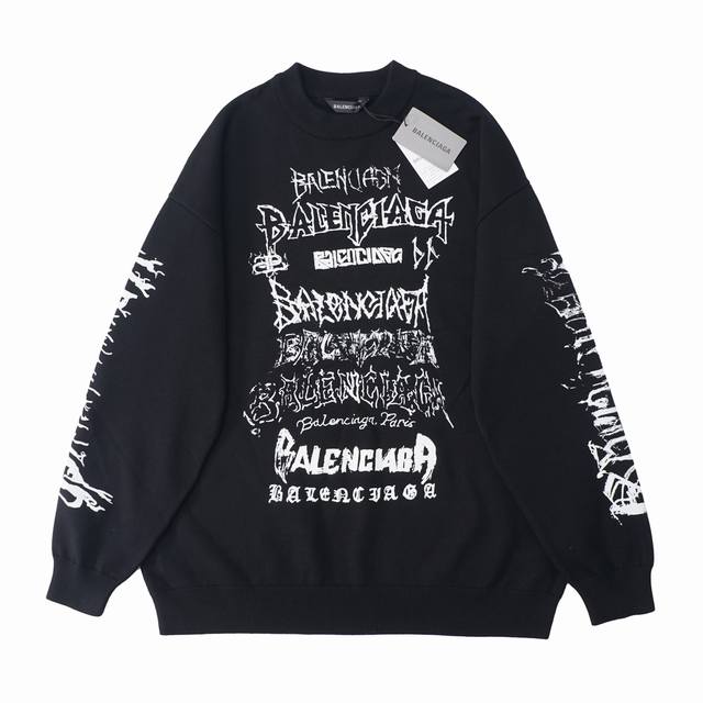 Balenciaga新款圆领毛衣巴黎世家毛衣24ss新款系列火焰logo印花设计穿着很舒服巴子火焰毛衣字母logo印花设计24秋冬系列新款一直延续这件是运动材质