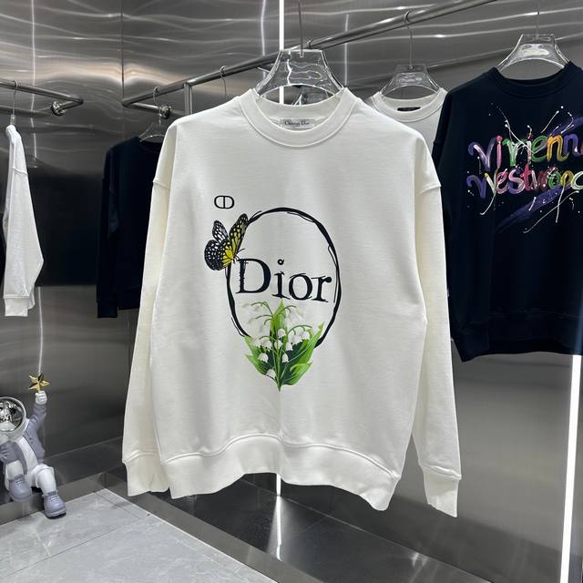 Dio 2024秋冬新款 印花圆领卫衣 定制面料 男女同款 S M L XL XXL 五个码 黑色 白色 - 点击图像关闭