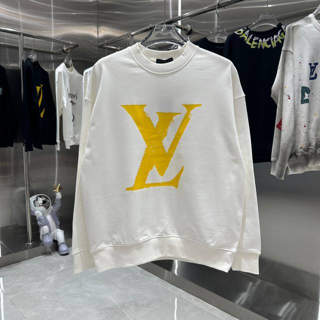 LV 2024秋冬新款 ，圆领印花卫衣 男女同款 S M L XL XXL 五个码 黑色 白色