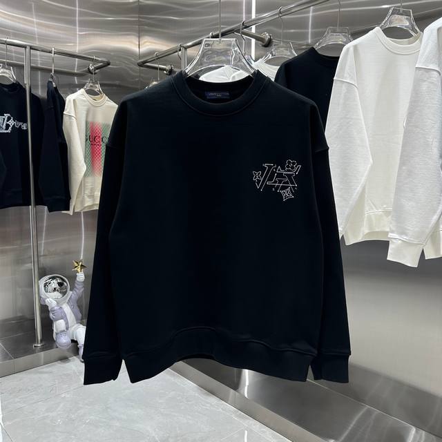 LV 2024 秋冬新款 圆领印花卫衣 男女同款 S M L XL XXL 五个码 黑色