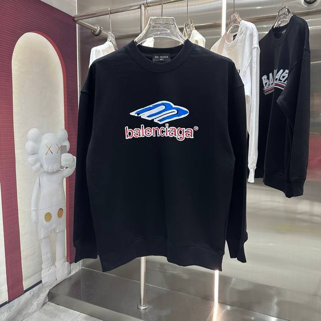 BAL 2024 秋冬新款 个性印花圆领卫衣 男女同款 S M L XL XXL 五个码 黑色 白色