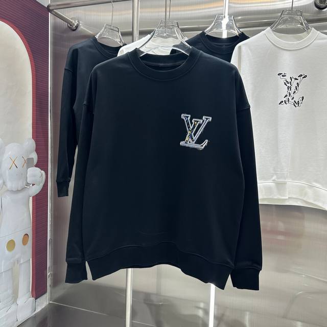 LV 2024 秋冬新款 个性印花圆领卫衣 男女同款 S M L XL XXL 五个码 黑色 白色