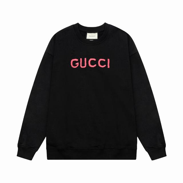 GUCCI 古驰 粉红字母LOGO刺绣 原版面料 官方同款 400克 同缸染面料 手感非常舒服 超级百搭好看 个性复古气质 男女都非常合适 吊牌 领标 水洗麦