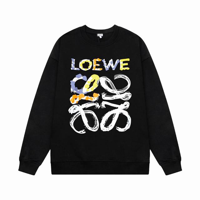 LOEWE 罗意威 涂鸦字母LOGO印花 原版面料 官方同款 400克 同缸染面料 手感非常舒服 超级百搭好看 个性复古气质 男女都非常合适 吊牌 领标 水洗麦