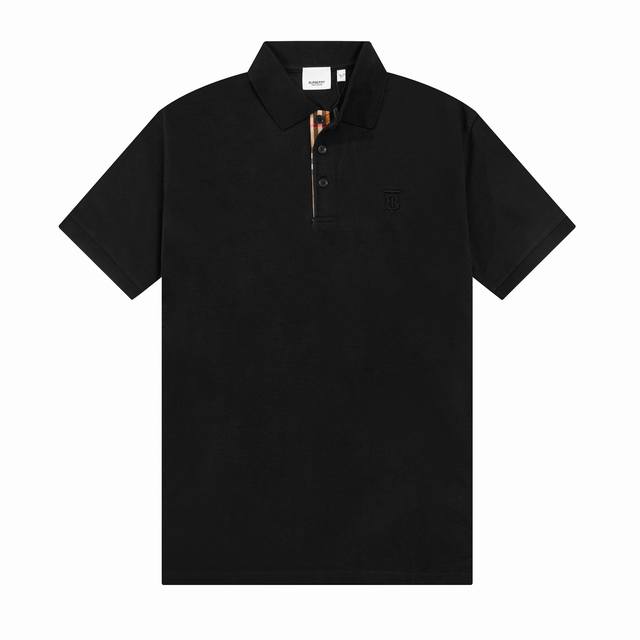 面料克重 240 BURBERRY春夏翻领Polo衫新款 经典小TB字母田岛刺绣工艺，领子拼织设计，内门襟拼接经典条纹织带，定制字母标识纽扣，细节到位，采用 1