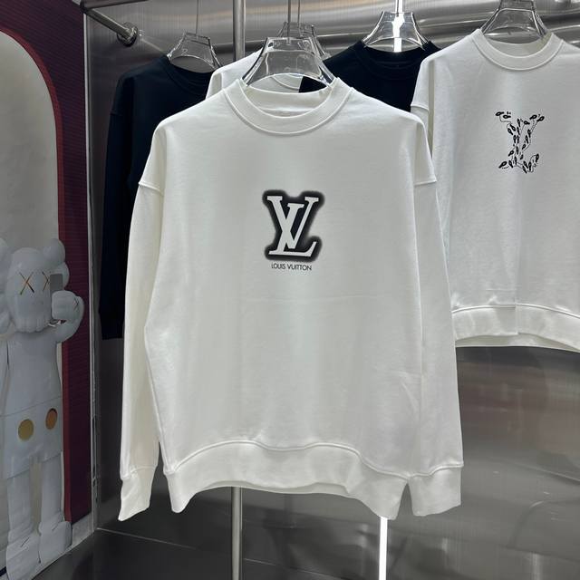 LV 2024 秋冬新款 个性印花圆领卫衣 男女同款 S M L XL XXL 五个码 黑色 白色