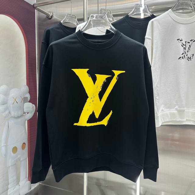 LV 2024 秋冬新款 个性印花圆领卫衣 男女同款 S M L XL XXL 五个码 黑色 白色