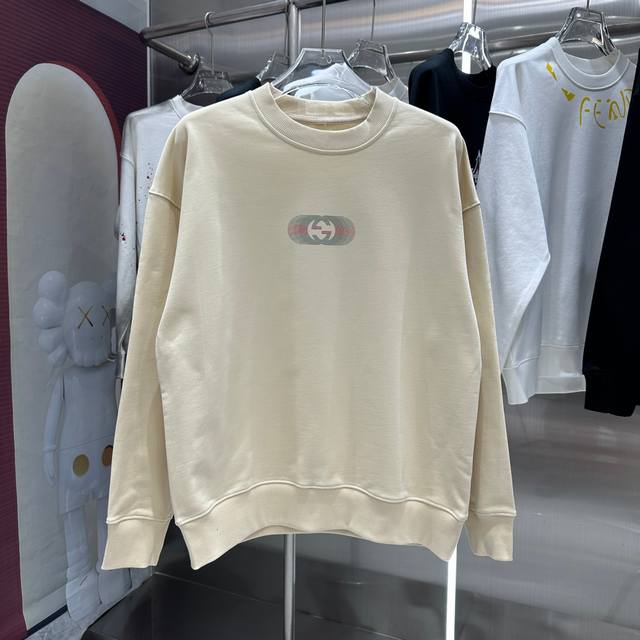 Gucci 2024 秋冬新款 个性印花圆领卫衣 男女同款 S M L XL XXL 五个码 黑色 杏色