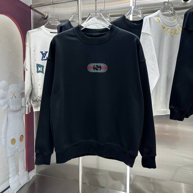 Gucci 2024 秋冬新款 个性印花圆领卫衣 男女同款 S M L XL XXL 五个码 黑色 杏色