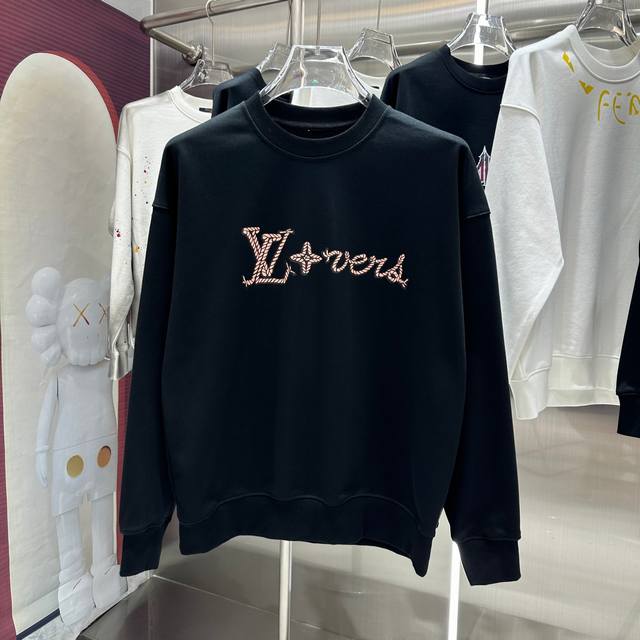 LV 2024 秋冬新款 前后印花圆领卫衣 男女同款 S M L XL XXL 五个码 黑色 白色