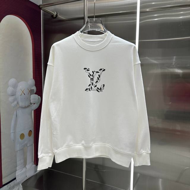 LV 2024秋冬新款 ，圆领印花卫衣 男女同款 S M L XL XXL 五个码 黑色 白色