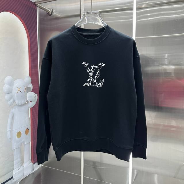 LV 2024秋冬新款 ，圆领印花卫衣 男女同款 S M L XL XXL 五个码 黑色 白色