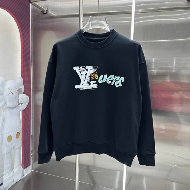 LV 2024秋冬新款 ，圆领印花卫衣 男女同款 S M L XL XXL 五个码 黑色 白色