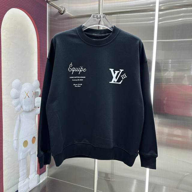 LV 2024秋冬新款 ，圆领印花卫衣 男女同款 S M L XL XXL 五个码 黑色 白色