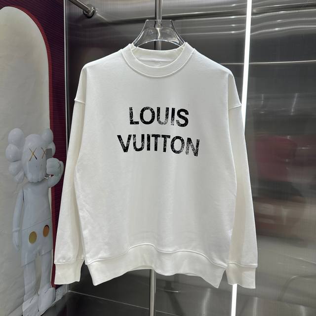 LV 2024秋冬新款，圆领印花卫衣 男女同款 S M L XL XXL 五个码 黑色 白色