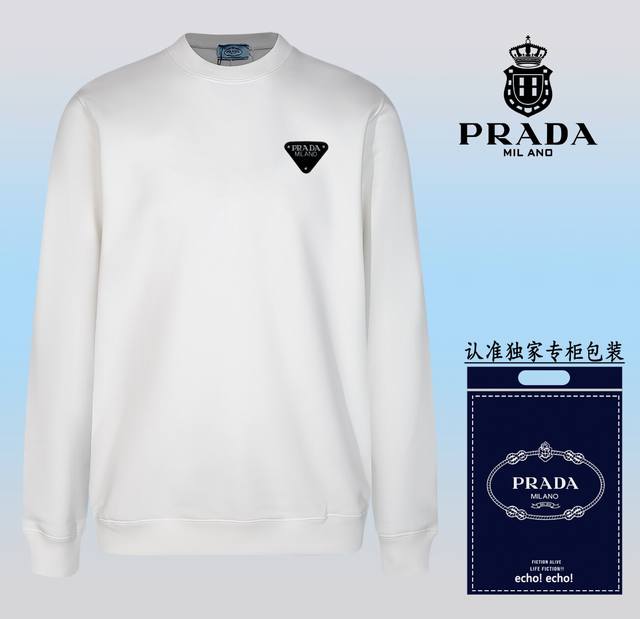 爆款上架配送独家包装 PRADA~普拉达 时尚圆领卫衣 随意搭配各种都是妥妥的帅气衣服整体用双坎肩做法，双坎肩做法使整件衣服更加有立体感觉，不是一般工厂能做到如 - 点击图像关闭