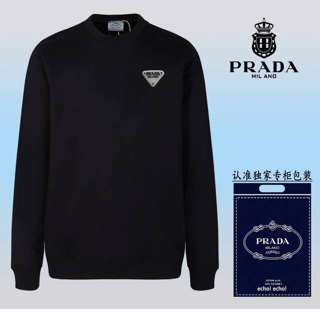 爆款上架配送独家包装 PRADA~普拉达 时尚圆领卫衣 随意搭配各种都是妥妥的帅气衣服整体用双坎肩做法，双坎肩做法使整件衣服更加有立体感觉，不是一般工厂能做到如 - 点击图像关闭