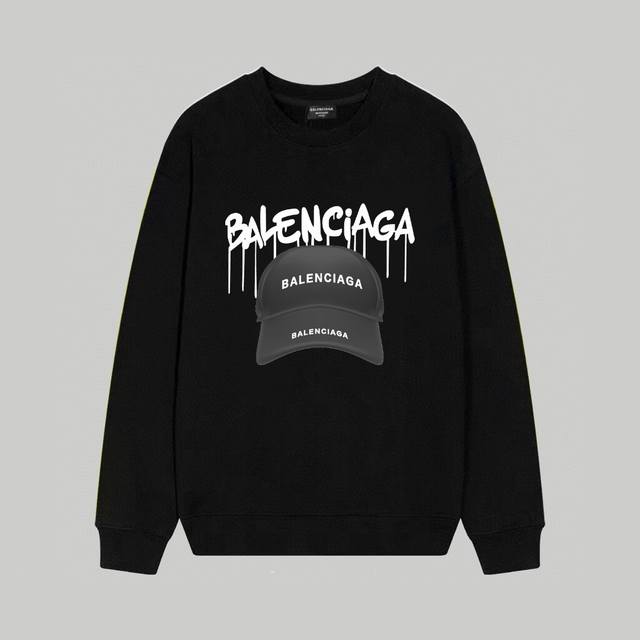 Balenciaga巴黎世家印花圆领毛圈卫衣 1:1对版面料400克毛圈高克重百分百纯棉 提前做过预缩水1×1双纱洗一辈子都不会变形的 男女同款 官网细节一致