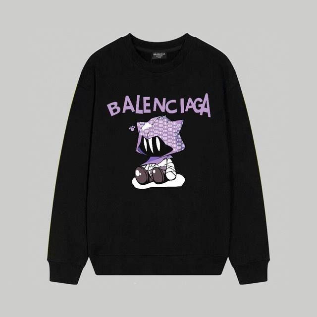 Balenciaga巴黎世家印花圆领毛圈卫衣 1:1对版面料400克毛圈高克重百分百纯棉 提前做过预缩水1×1双纱洗一辈子都不会变形的 男女同款 官网细节一致