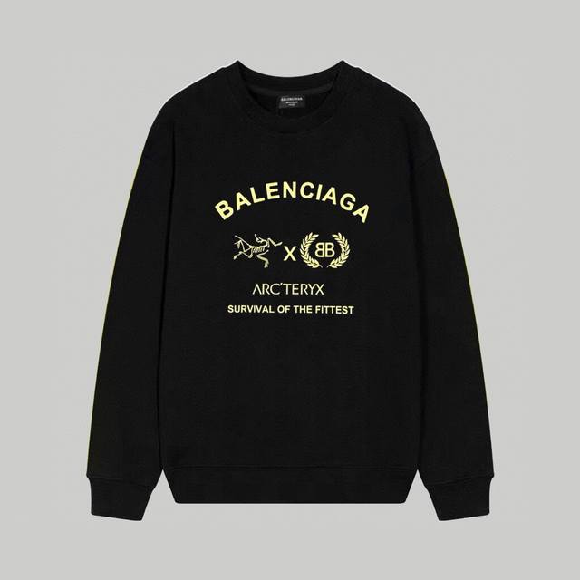 Balenciaga巴黎世家印花圆领毛圈卫衣 1:1对版面料400克毛圈高克重百分百纯棉 提前做过预缩水1×1双纱洗一辈子都不会变形的 男女同款 官网细节一致