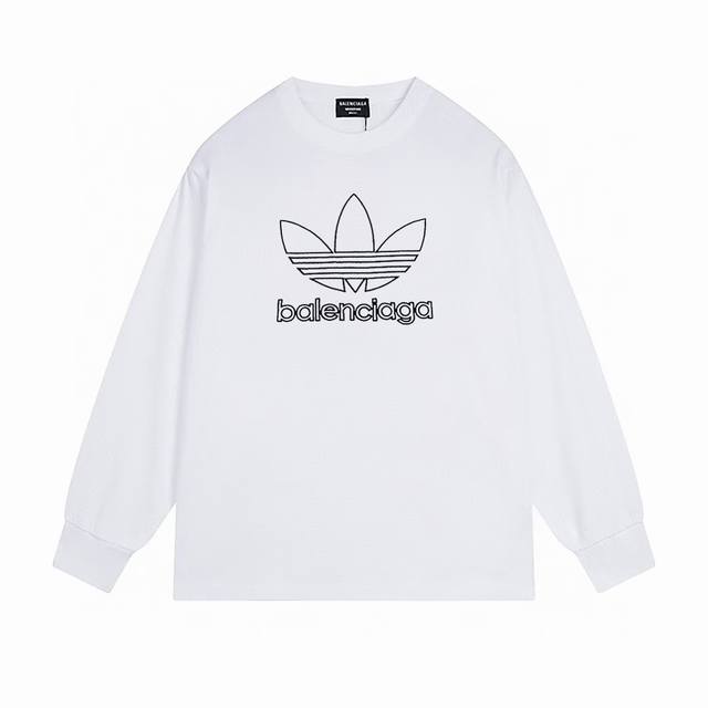 NO:B017# 顶级版本.官网品质 BALENCIAGA 巴黎.LOGO经典图案印花长袖T恤.砖柜同步.第一时间正品研制，欢迎对比！面料采用巴黎ZP定织定染全