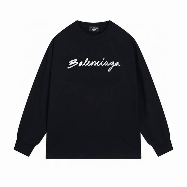 NO:B016# 顶级版本.官网品质 BALENCIAGA 巴黎.LOGO经典图案印花长袖T恤.砖柜同步.第一时间正品研制，欢迎对比！面料采用巴黎ZP定织定染全