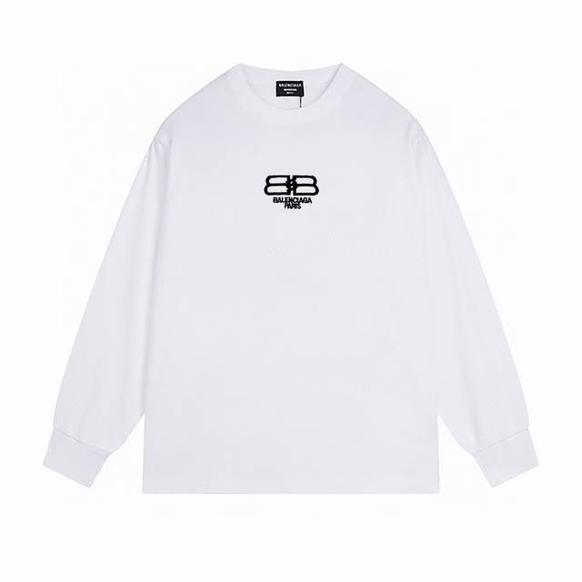 NO:B015# 顶级版本.官网品质 BALENCIAGA 巴黎.LOGO经典图案印花长袖T恤.砖柜同步.第一时间正品研制，欢迎对比！面料采用巴黎ZP定织定染全