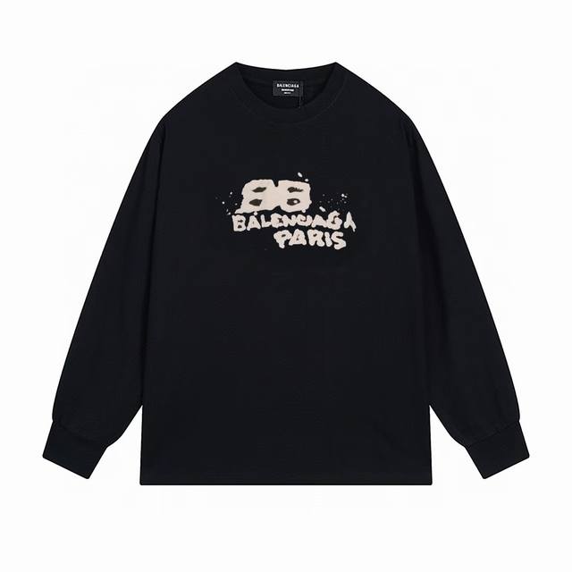 NO:B013# 顶级版本.官网品质 BALENCIAGA 巴黎.LOGO经典图案印花长袖T恤.砖柜同步.第一时间正品研制，欢迎对比！面料采用巴黎ZP定织定染全