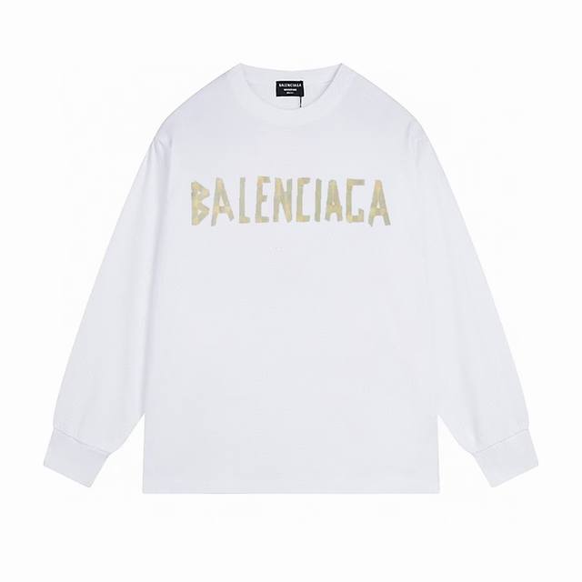 NO:B008# 顶级版本.官网品质 BALENCIAGA 巴黎.LOGO经典图案印花长袖T恤.砖柜同步.第一时间正品研制，欢迎对比！面料采用巴黎ZP定织定染全 - 点击图像关闭